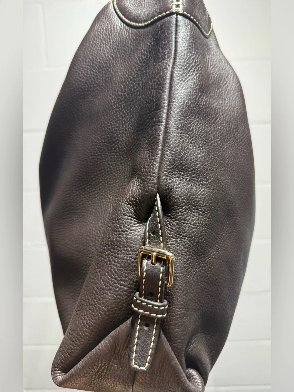 Dooney & Bourke Dark Brown Pebbled Leather Shoulder Hobo